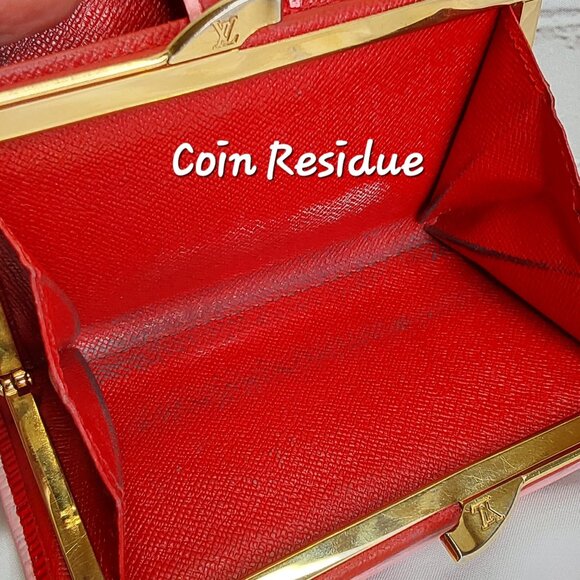'LOUIS VUITTON' 'EPI' LEATHER CURVED~KISS~LOCK CUSTOM CHERRY RED WALLET - Picture 11 of 16